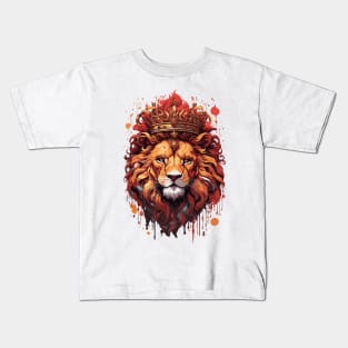 Lion with a king crown art Kids T-Shirt